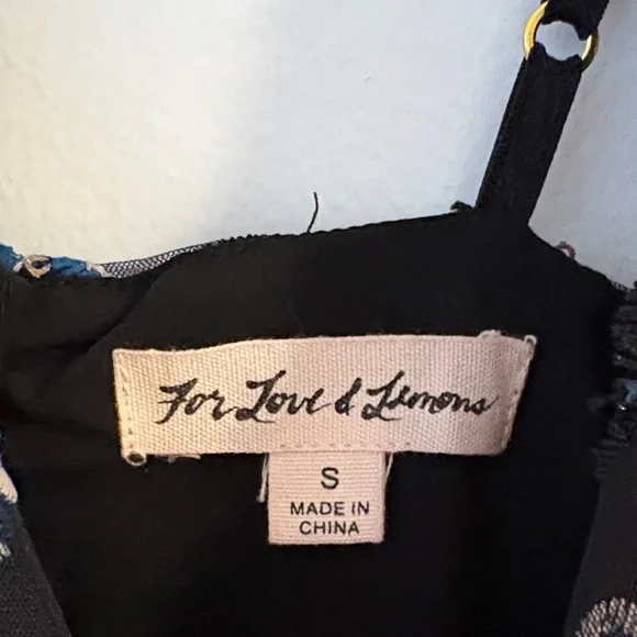 For Love And Lemons Black and Blue Floral Midi Botanic Dress - Picture 2 of 5